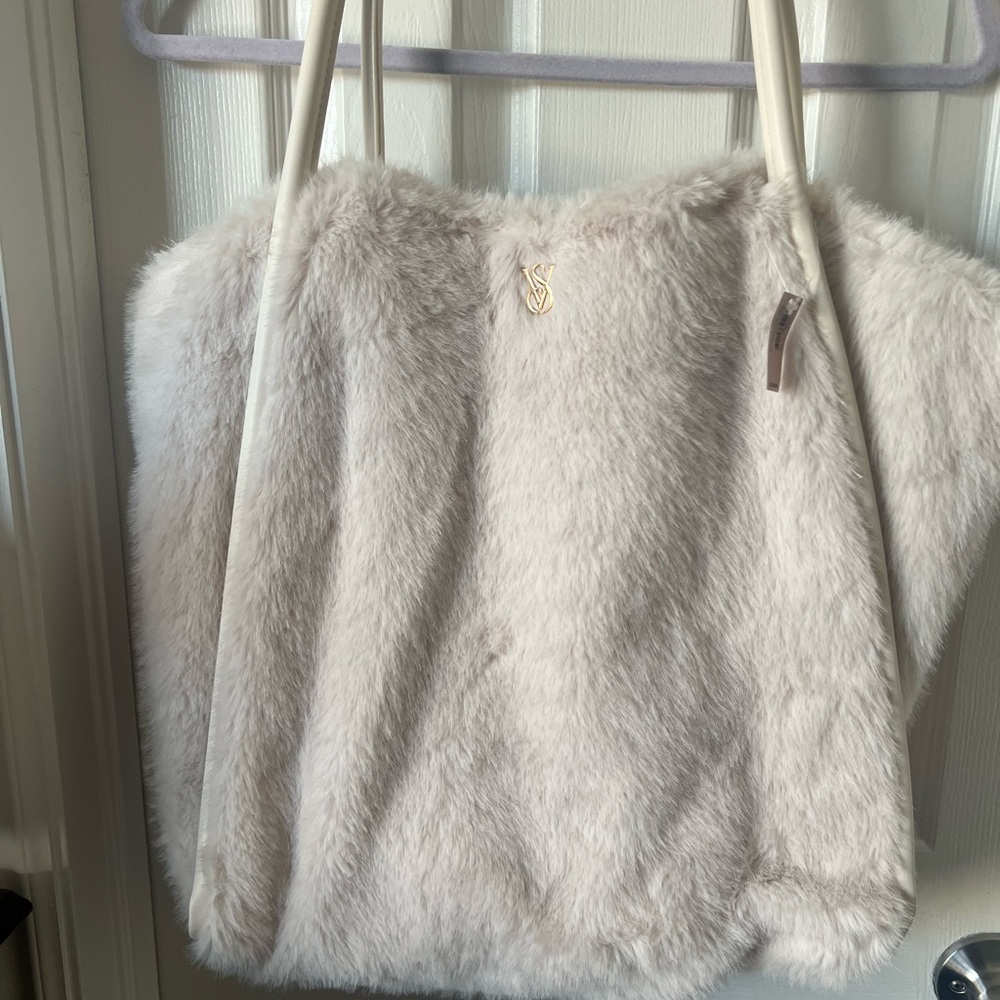 Victoria's Secret Cream Faux Fur Tote